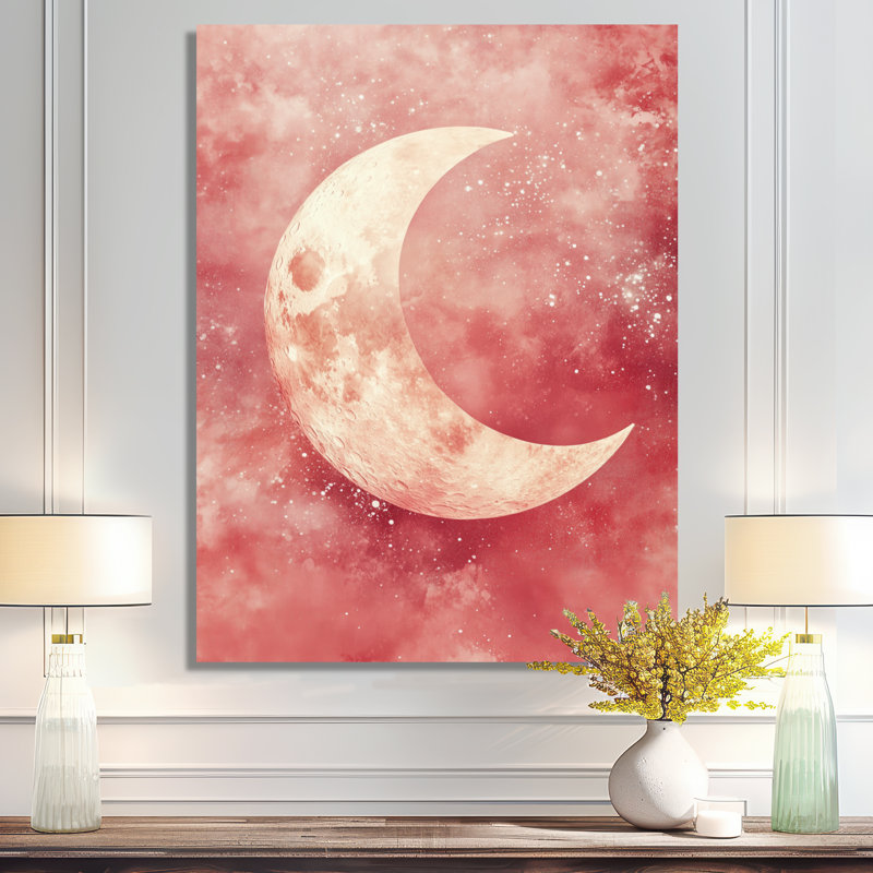 «Blush Celestial Glow II - Rose nuit», art mural, H 44 po x l 34 po, Toile tendue
