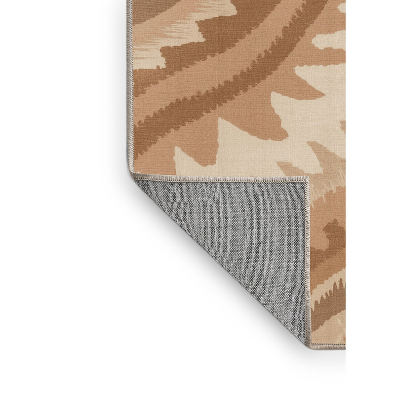 Tapis ikat bohémien brun et beige lavable à la machine, 8 x 10