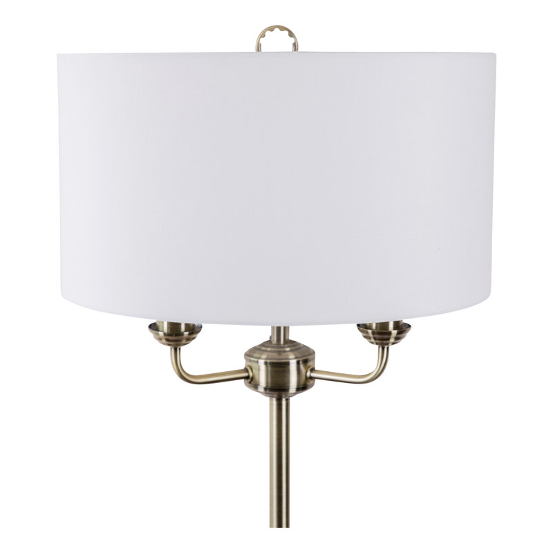 Dunn 154cm Traditional Floor Lamp, Antique Brass, Light Cream