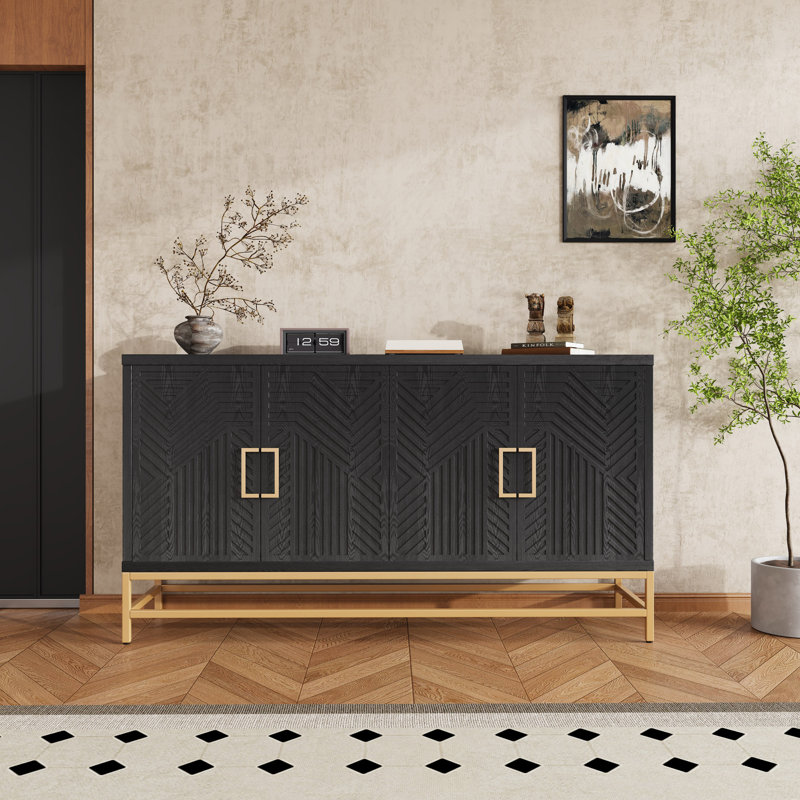 ideboard Buffet Cabinet with Storage, sideboard cabinet with Adjustable Shelves, Rectangular Metal Handles and Legs for Kitchen, Living room, and Dining Room