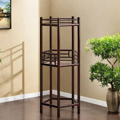 Flower stand solid wood pentagon vase multilayer