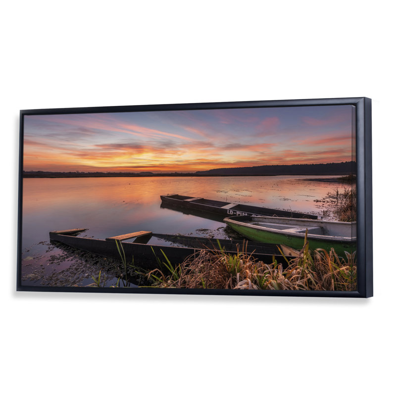 Dramatic Sunrise Lake - photographie sur toile, Cadre noir, H 8 po x l 12 po x P 1 po