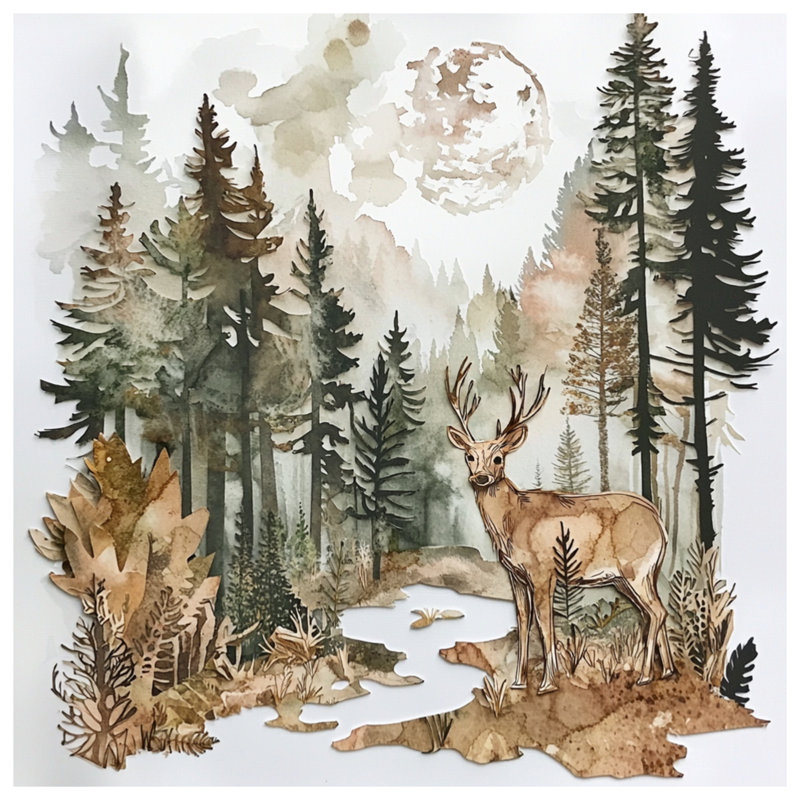 Cerf dans un paysage de forêt housses de couette, Lit simple