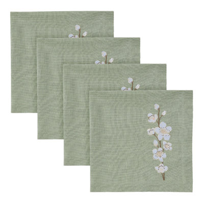  Cherry Blossom Green Floral Napkin Set of 4 20 inches X 20 inches