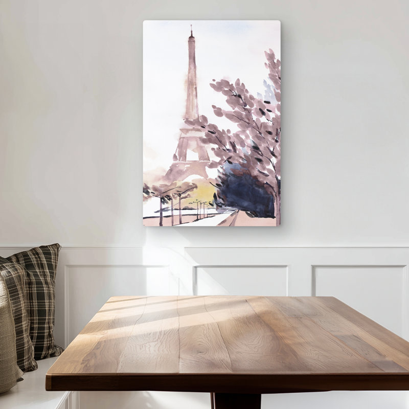 Paris & Eiffel Scene - Illustrative Places Metal Print Decor, 30" H x 20" W
