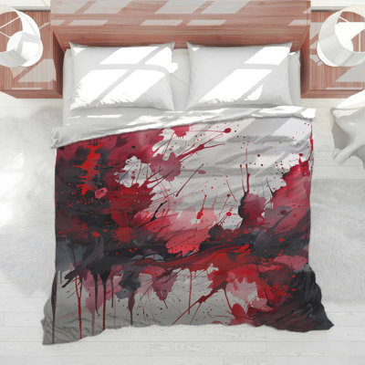 Édredon abstrait rouge et noir
