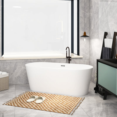 66.9'' x 29.5'' Freestanding Soaking Acrylic Bathtub