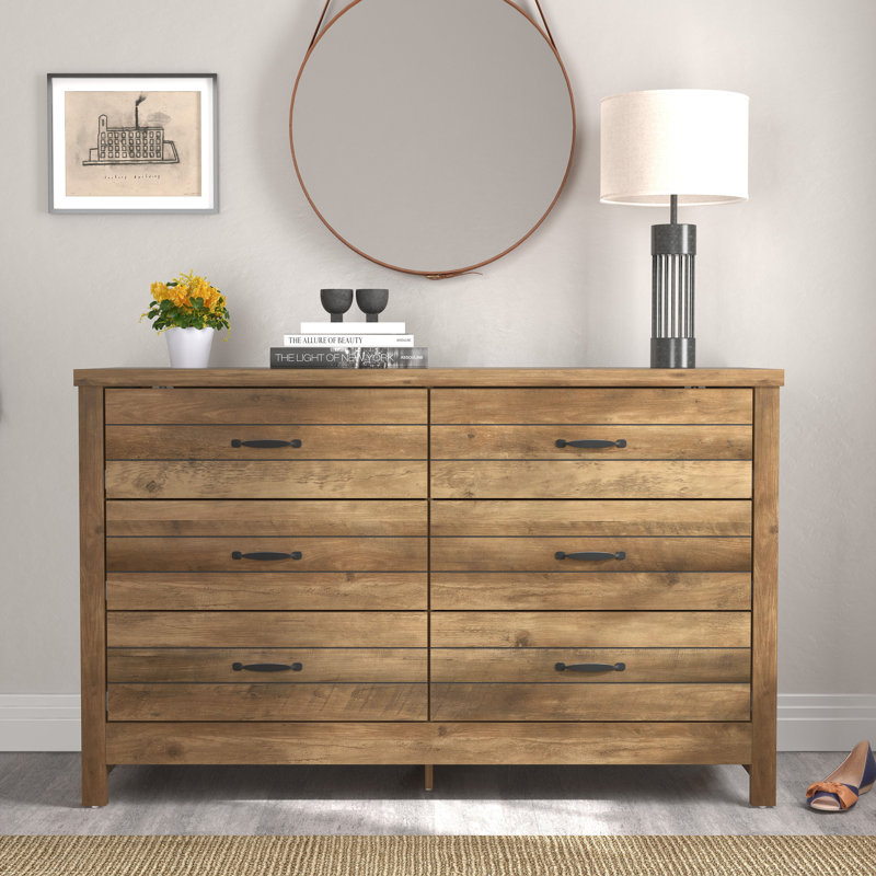Salton Wood 6 Drawer Dresser, Knotty Oak