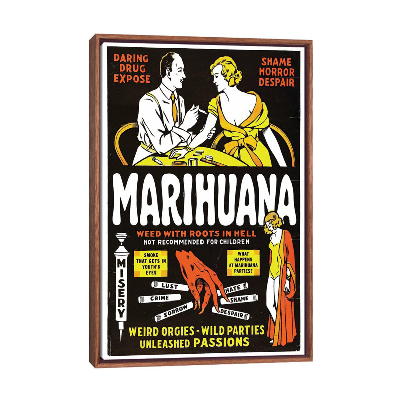 Marihuana Film Poster II by Radio Days - Print on Canvas, Classic Brown Wood Framed, 66.04 cm H x 45.72 cm W