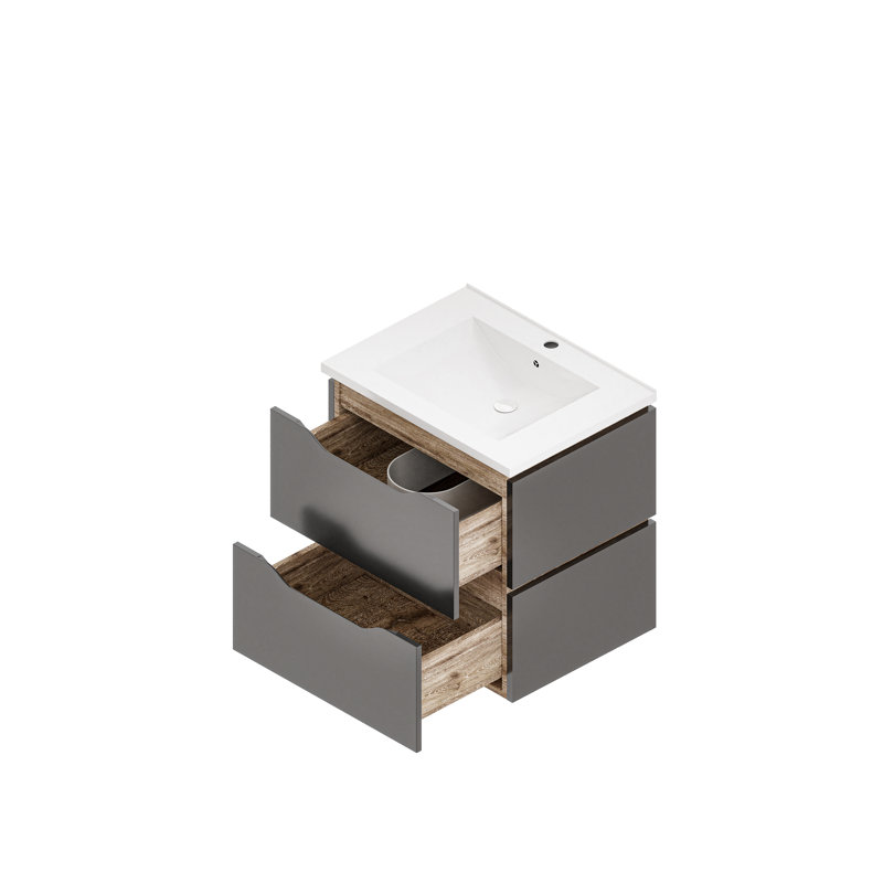 Jemari 600mm Single Bathroom Vanity with Drop In Solid Surface Basin