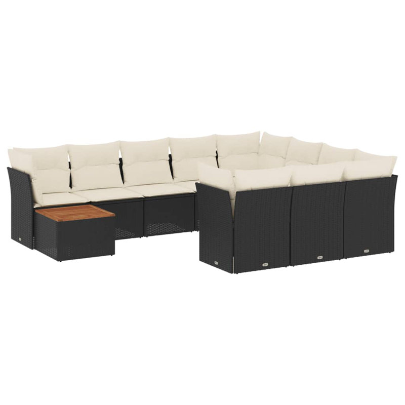 Grand canapé modulaire en rotin PE Vidaxl, Noir, Blanc