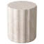 Table d'appoint ronde en travertin crème 18 po Ridge, tabouret colonne à bord ondulé contemporain, petite table de bout pour le vestibule