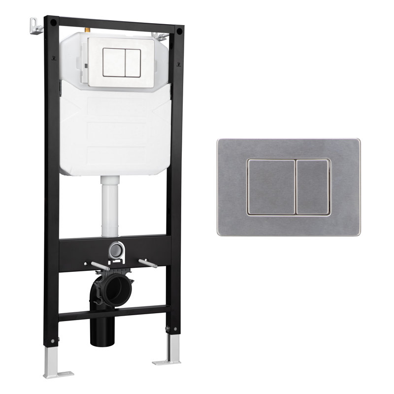 Vermont Concealed In-Wall Toilet Tank Carrier System 0.8/1.6 GPF Dual Flush with Flush Plate for 2x6 Studs