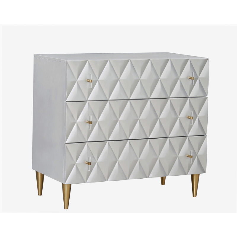 Metallic Silver and Champagne 3-Drawer Console Cabinet