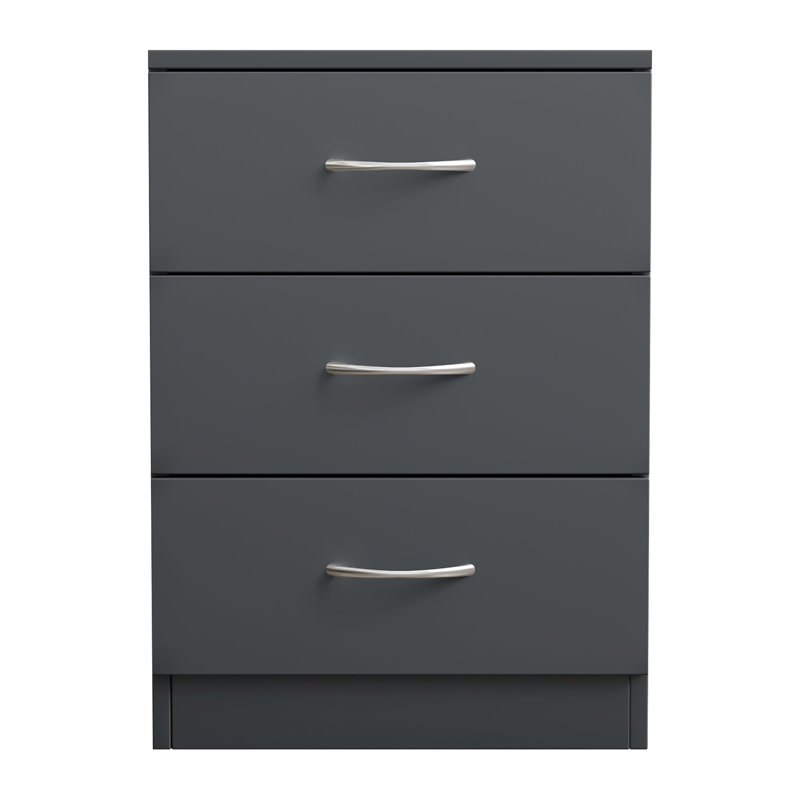 Deloni 3 Drawer 40Cm W Chest of Drawers Nightstand Bedside Cabinet, Grey