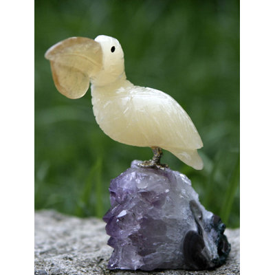 Figurine Reynosa Pelican Amethyst and Fluorite