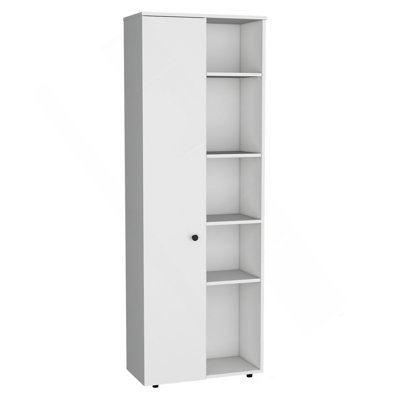 Armoire de rangement C 67 po avec une porte, cinq tablettes intérieures et cinq tablettes extérieures Cary, blanc