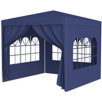 Tente de mariage d'extérieur 10 pi x 10 pi avec stable, bleu - assure des panneaux transparents de pavillon de jardin 10 pi x 10 pi, améliore la visibilité