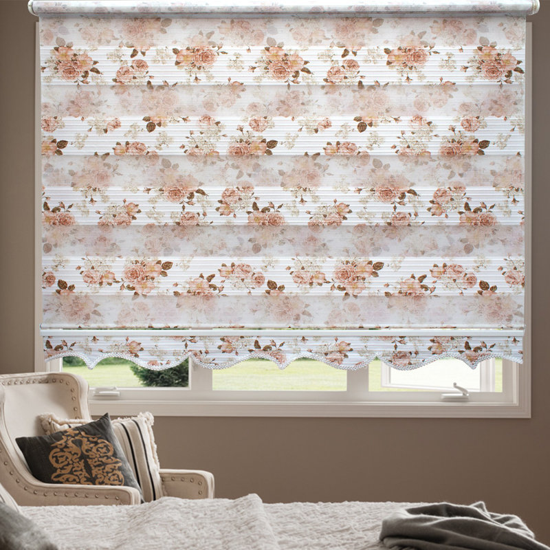 Store à enroulement semi-transparent jour / nuit orange / brun / blanc, L 20 po x L 79 po