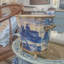 Porcelain Oval Planter With Bronze Ormolu Azure Village Collection