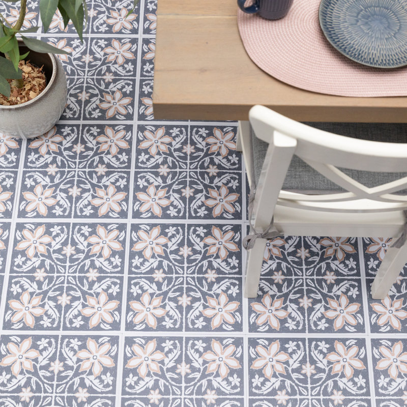 Lillium Blue 30.48 x 30.48cm Self-adhesive Vinyl Floor Tiles Pack 10 (0.93sqm)