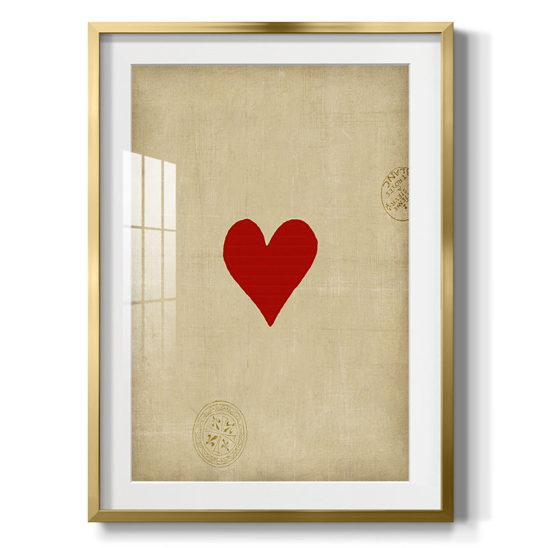 Cœur encadré sur papier, peinture, Or