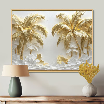 Clodovea Golden Cream Plams On The Beach II - Palms & Palm Trees Wall Art for Living Room