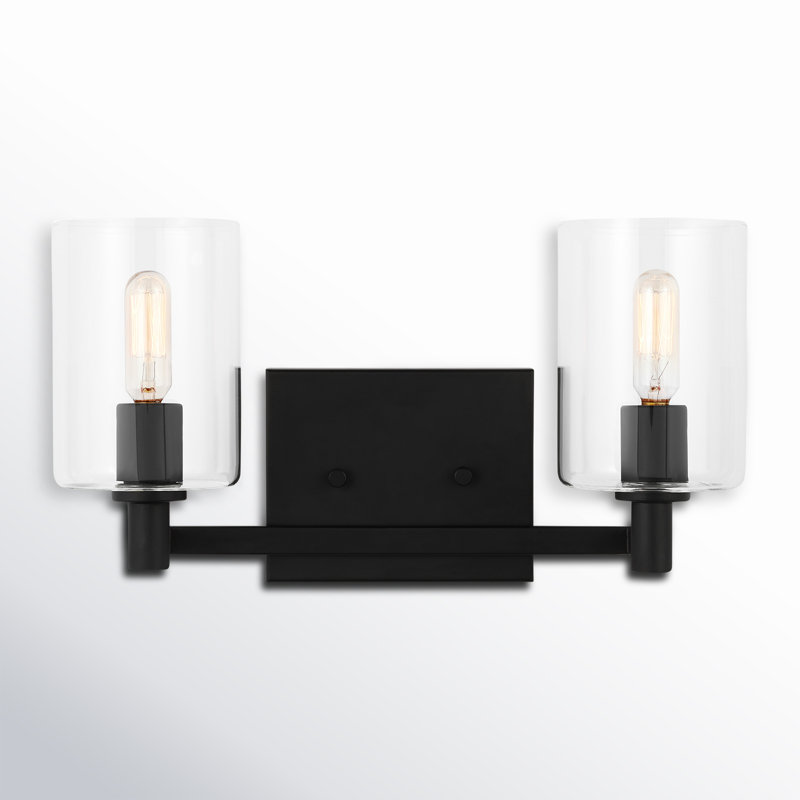 Midnight Black 2-Light Dimmable Vanity Light with Clear Glass Shades
