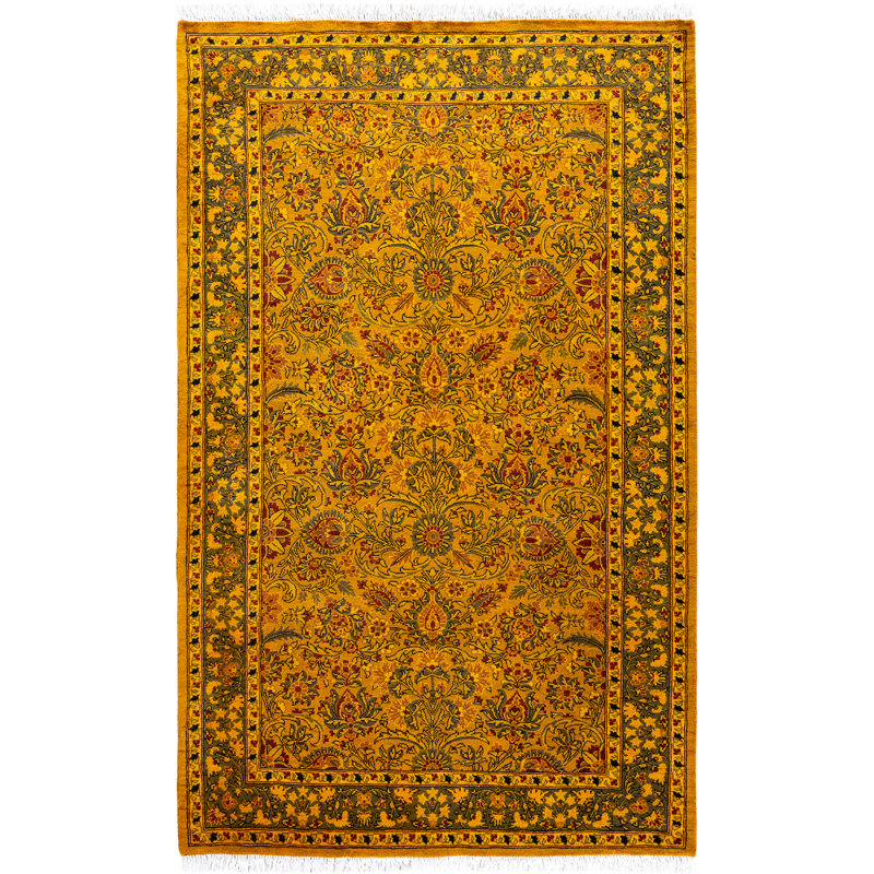 Overdyed Hand-Knotted Wool Modern-Contemporary Gold Area Rug 3' 2" x 5' 1"
