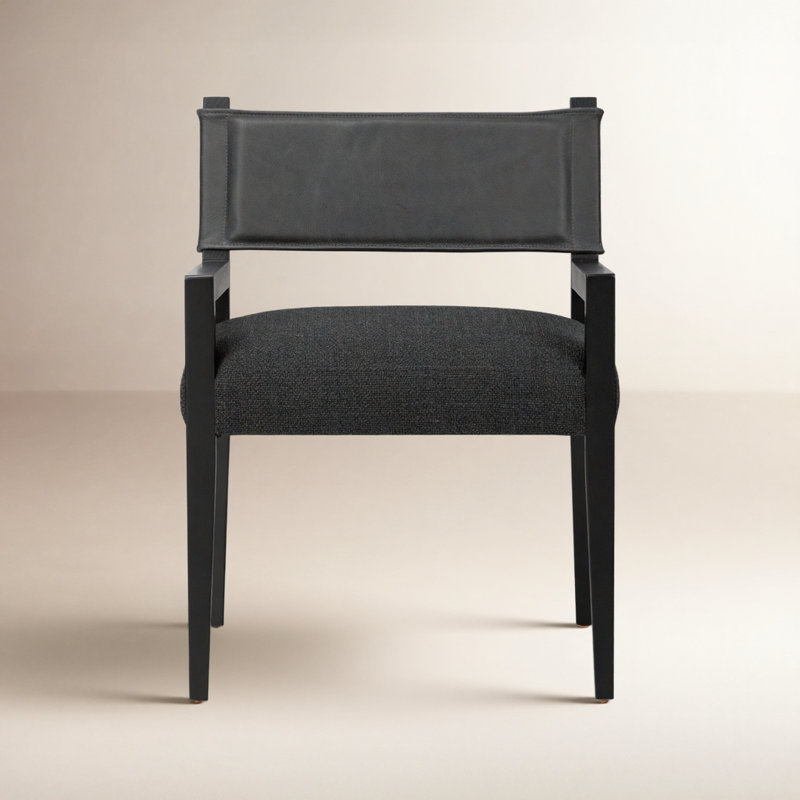 Ferris Dining Armchair, Black Polyester/Polyester Blend, Black Ash