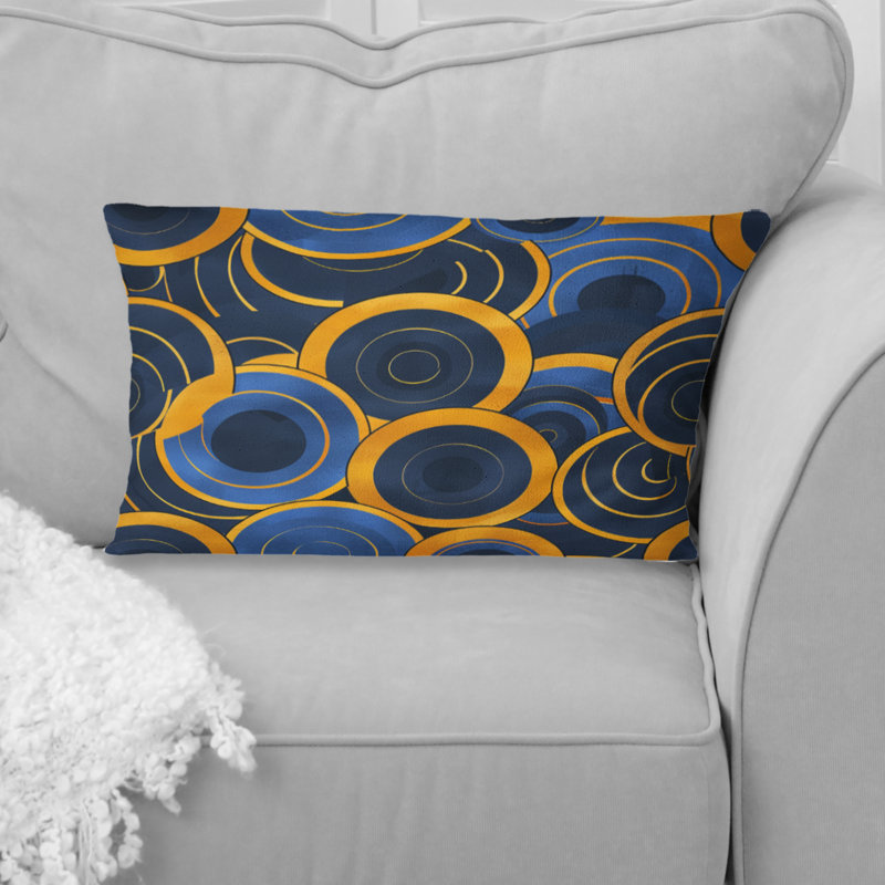 Coussin lombaire rétro bleu orange Midcentury