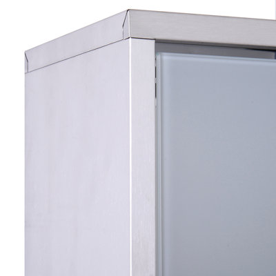 Armoire à pharmacie murale, armoire murale verrouillable à 3 niveaux, structure en acier inoxydable et porte en verre, verrouillable avec 2 clés, argent, 12 po x 20 po