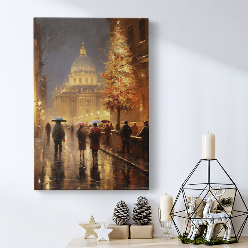 Art des Fêtes de Noël - Toile tendue avec châssis DCC XXXVII, H 12 po x l 8 po