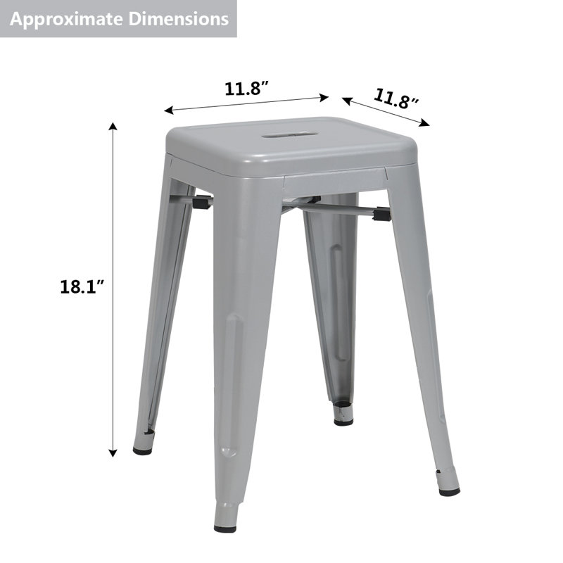 Shively Iron Counter Stool with Iron Frame, Gray