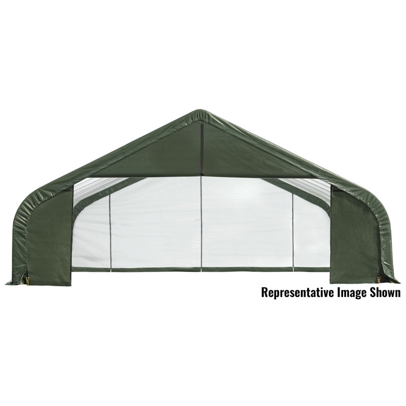 16 ft x 44 ft Green Steel and Polyethylene Portable Garage