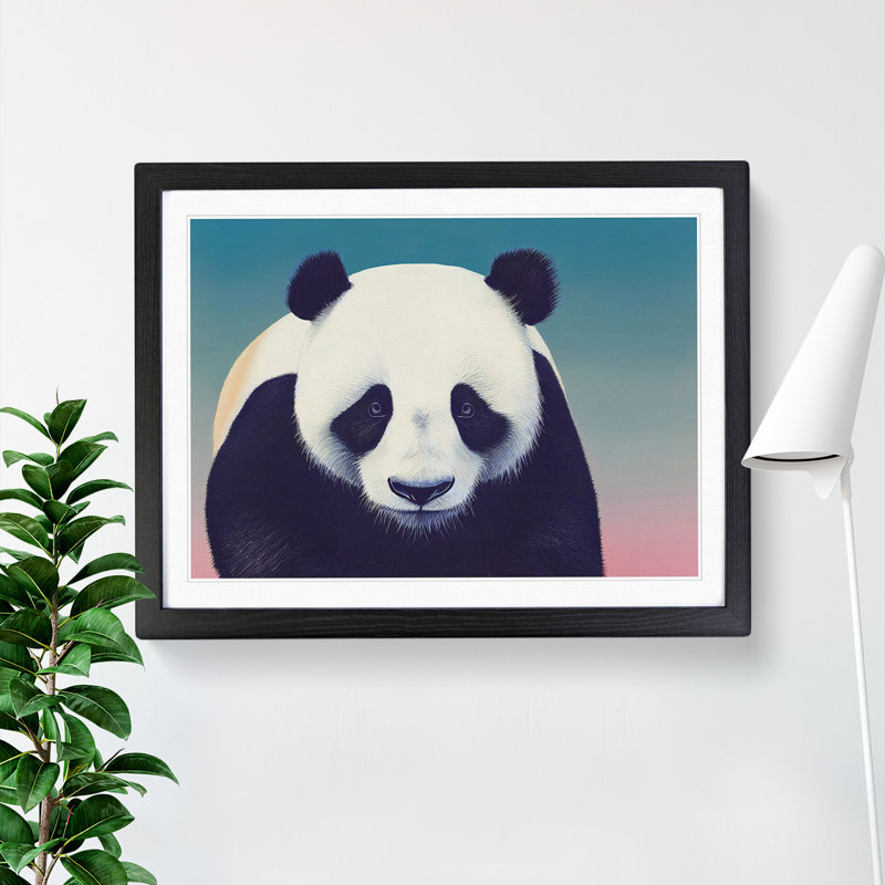 Artsy Panda - Single Picture Frame Print, 46cm H x 64cm W, Black