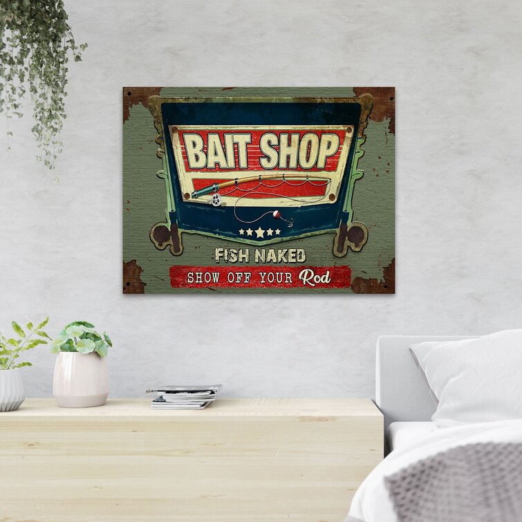 Trinx Fishing Rod - Bait Shop Fish Naked Show Off Your R Value Does Not  Apply On Canvas Print