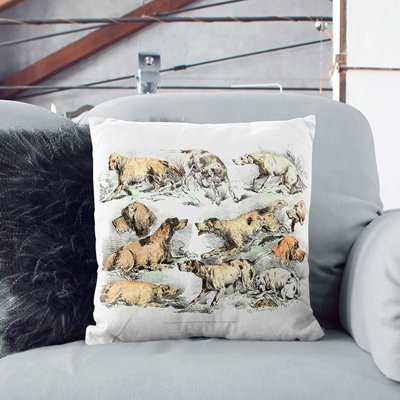 Illustration of Hounds by Henry Alken Cushion with Filling