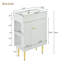 Meuble-lavabo blanc 21,6 po, armoire combinée, lavabo simple en céramique, rangement à gauche
