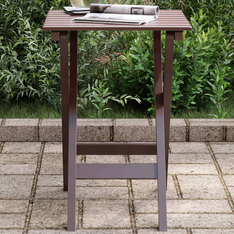 Side Table Foldable Solid Wood Poplar, Brown