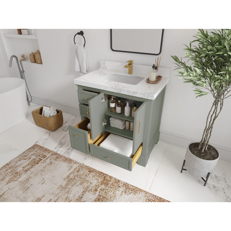 Ensemble de meuble-lavabo simple 36 po Alys, Sienne Calacatta