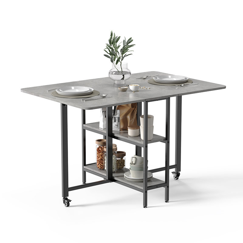 Table de salle à manger mobile pliante, H 29,5 po x L 47,2 po x l 31,5 po