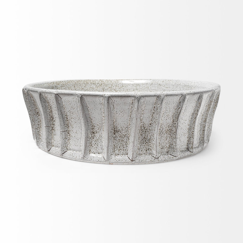 Bol décoratif en céramique Windsor en blanc, H 4,3 po x l 16 po x P 16 po