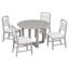 Ensemble de salle à manger rétro 5 pièces avec table ronde à motif de grain de bois et 4 chaises rembourrées-2064664670