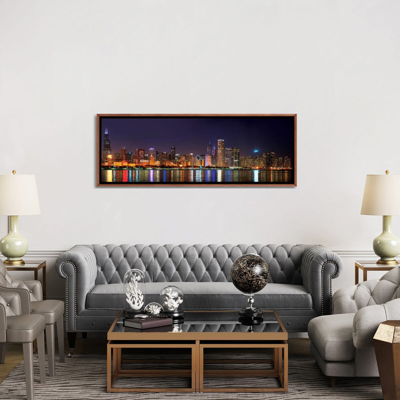 Reproduction de photo sur toile, "Chicago Cubs Pride Lighting across Downtown I, Chicago, Illinois"
