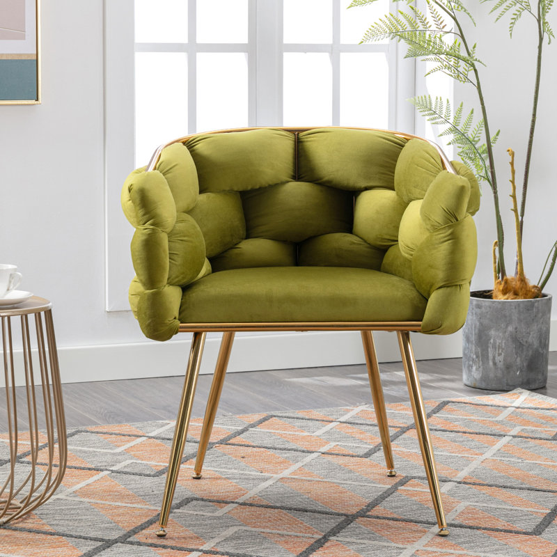 Hummera Upholstered Accent Chair, Green Velvet, 1