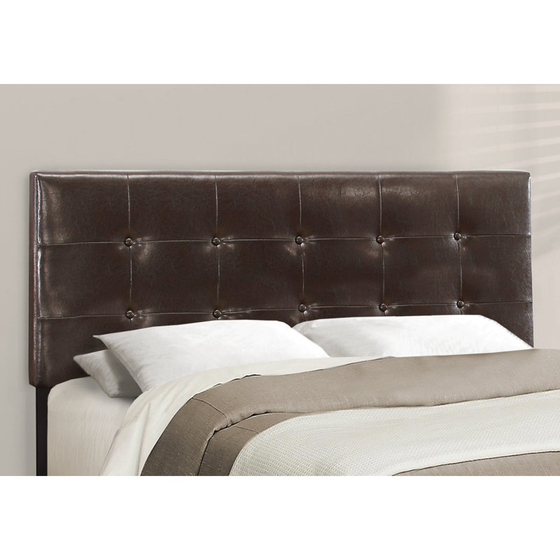 Lit, grand lit, tapissier, aspect cuir brun, transitionnel, Queen
