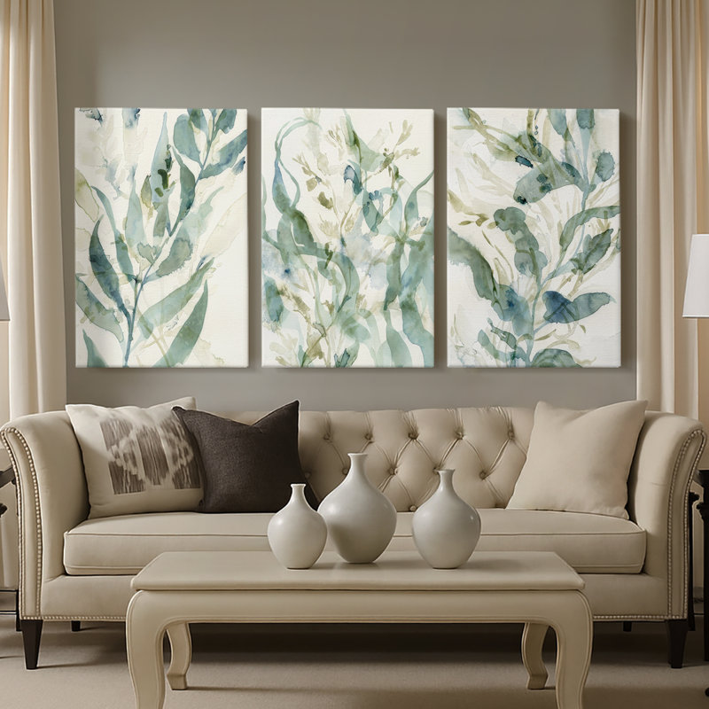 Underwater Botany I - Toile tendue avec châssis sur mesure - 3 pièces, H 12 po x l 24 po