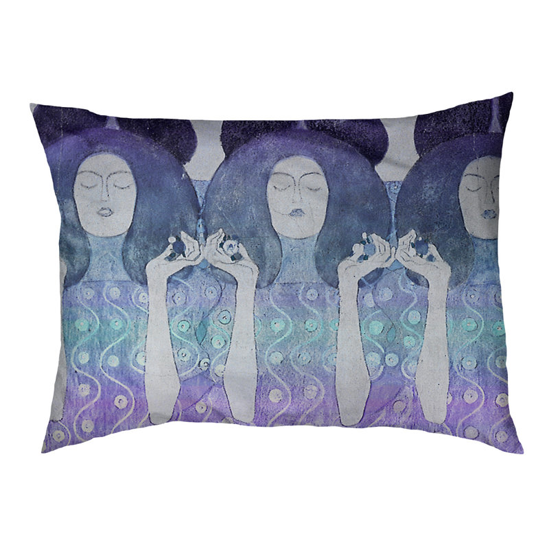 Coussin de créateur de angel mariées Carlile, Moyen (L 42,5 po x l 32,5 po), Bleu / Mauve