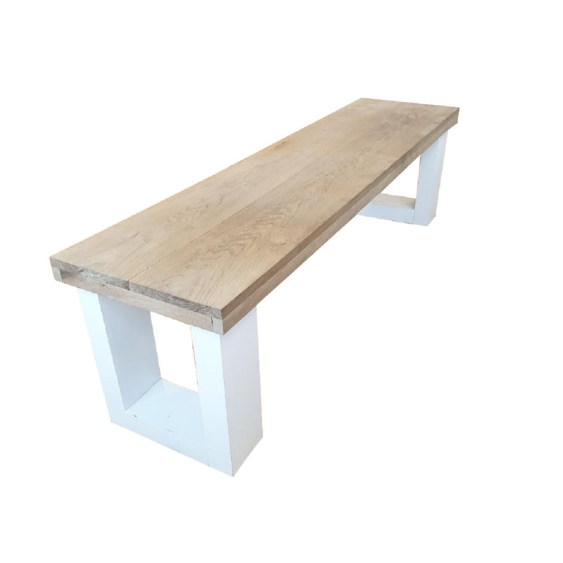 Elodia Solid Wood Bench, 49cm H x 190cm W x 38cm D, Oak/White